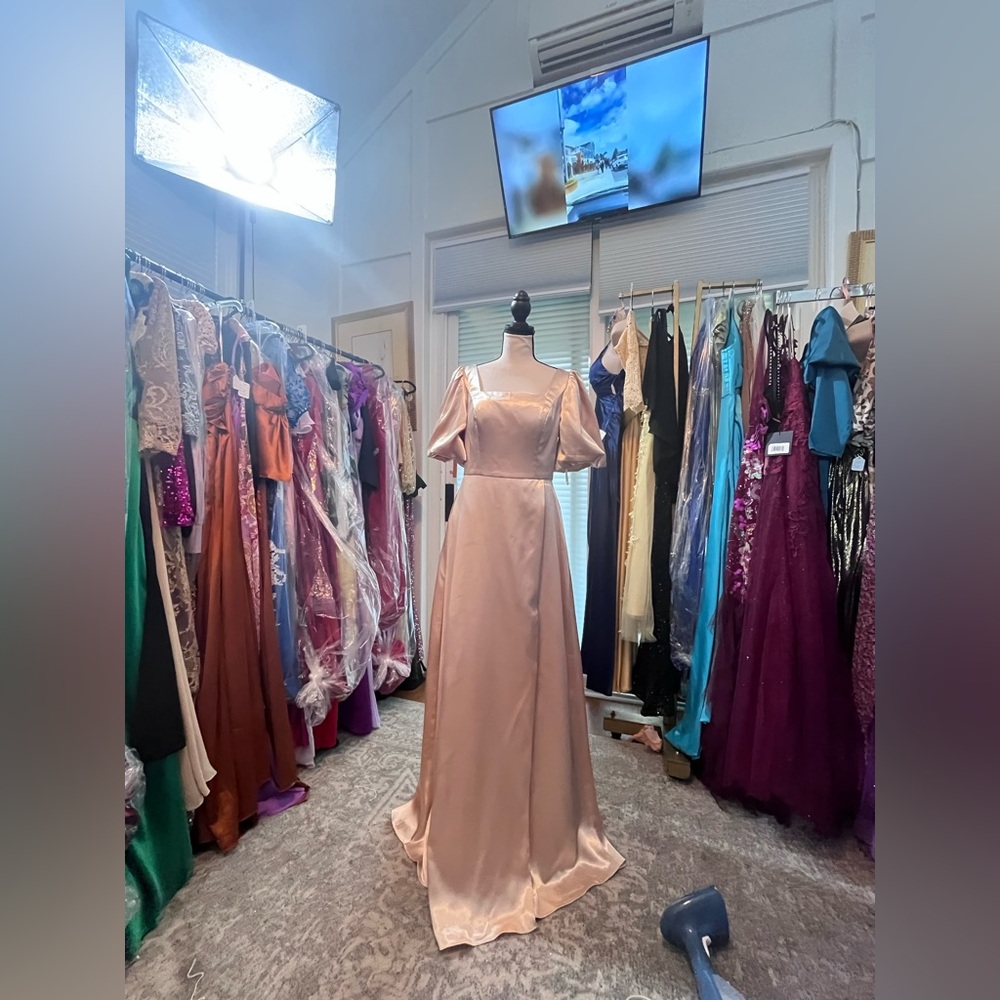 Chic Blush Satin Maxi Dress